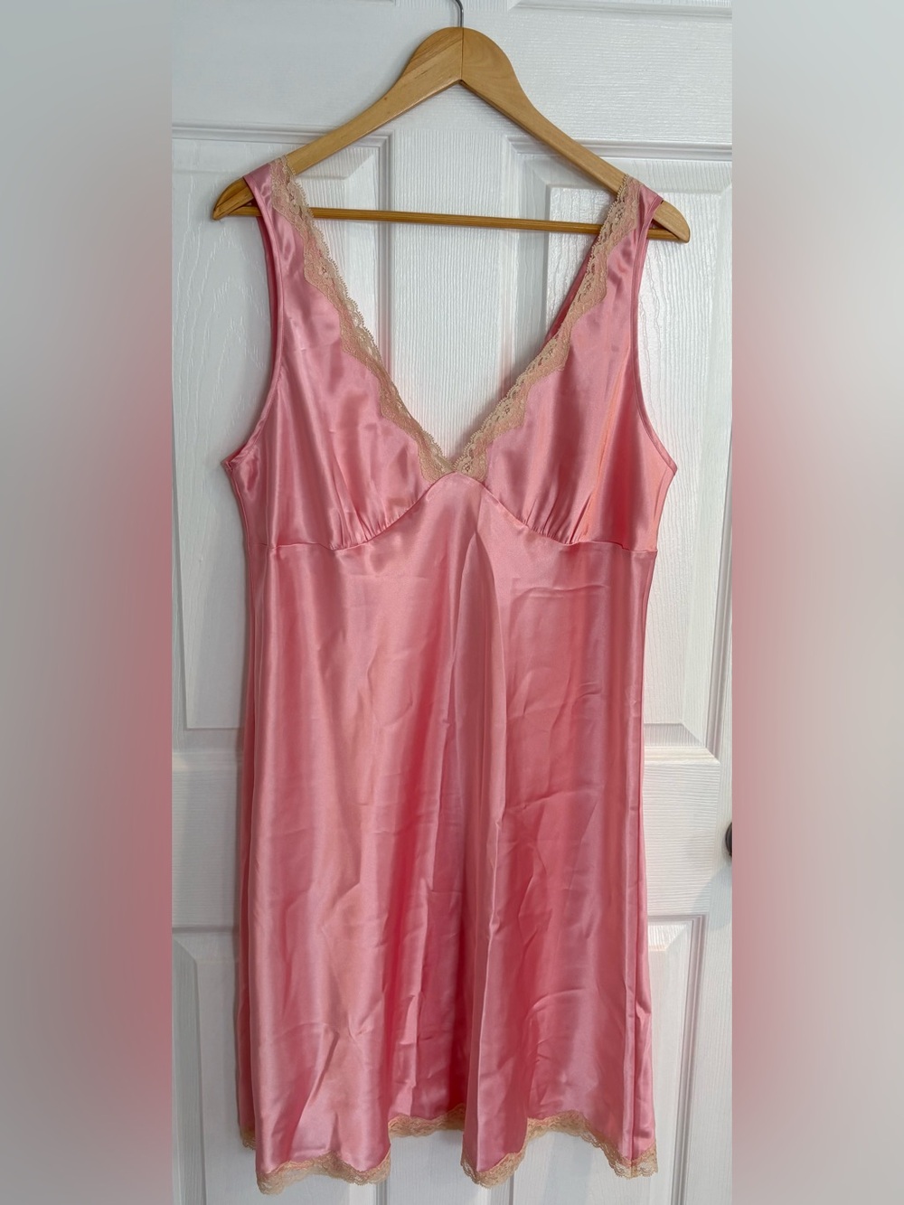Victoria’s Secret Pink Satin Lace-Trim Slip Dress